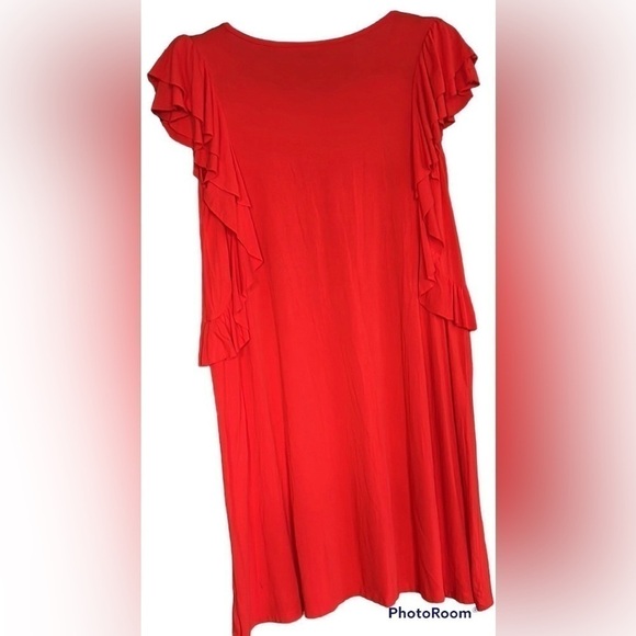 A.N.A.(A New Approach) Orange/Red Sleeveless Dress w/Ruffles, Size Medium, EUC. - Picture 6 of 6